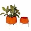 Best Sale 🧨 Grayson Lane 10.7-in W x 9.95-in H Orange Metal Planter - 2-Pack 🎁