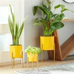 Wholesale ❤️ Grayson Lane 9.7-in W x 18-in H Yellow Metal Planter - 3-Pack 🥰 -GRAYSON LANE Sales 2022 330941340 AlternateImage2 l