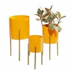 Wholesale ❤️ Grayson Lane 9.7-in W x 18-in H Yellow Metal Planter - 3-Pack 🥰