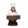 Outlet ❤️ Grayson Lane Traditional Red/White Polystone Chef with Welcome Sign 🥰