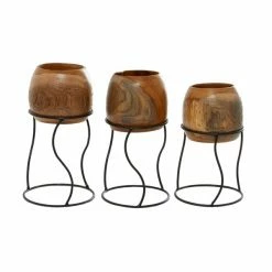 Cheapest ✔️ Grayson Lane 5.50-in W x 9.35-in H Brown Metal Planter - 3-Pack 👍 -GRAYSON LANE Sales 2022 330941344 AlternateImage5 l