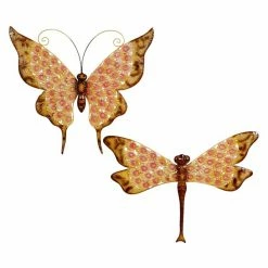 Cheap ✨ Grayson Lane 22-in x 25-in Yellow Metal Farmhouse Butterfly Garden Sculptures - Set of 2 ⌛
