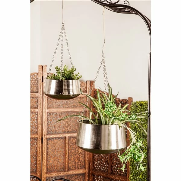 Coupon ❤️ Grayson Lane 12-in W x 7-in H Silver Metal Hanging Wall Planter - 2-Pack ⌛ 2 Coupon ❤️ Grayson Lane 12-in W x 7-in H Silver Metal Hanging Wall Planter - 2-Pack ⌛ - Image 2
