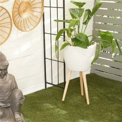 Best Pirce ⌛ Grayson Lane 16-in W x 32-in H White Clay Planter 🌟 -GRAYSON LANE Sales 2022 330941357 AlternateImage2 l