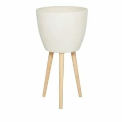 Best Pirce ⌛ Grayson Lane 16-in W x 32-in H White Clay Planter 🌟