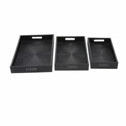 New 🥰 Grayson Lane Black Rectangle Serving Trays - Set of 3 ⭐