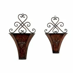Wholesale ✔️ Grayson Lane 11-in W x 18-in H Brown Metal Hanging Wall Planter - 2-Pack 🧨