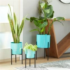 Best reviews of 🥰 Grayson Lane 9.7-in W x 18.1-in H Teal Metal Planter - 3-Pack 🛒 -GRAYSON LANE Sales 2022 330941374 AlternateImage2 l