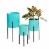 Best reviews of 🥰 Grayson Lane 9.7-in W x 18.1-in H Teal Metal Planter - 3-Pack 🛒