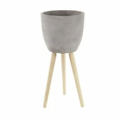 Outlet 🥰 Grayson Lane 16-in W x 32-in H Grey Clay Planter 🛒