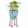 Best Sale 👏 Grayson Lane 16-in W x 19-in H Blue Metal Planter 😍