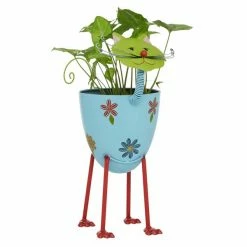 Best Sale 👏 Grayson Lane 16-in W x 19-in H Blue Metal Planter 😍