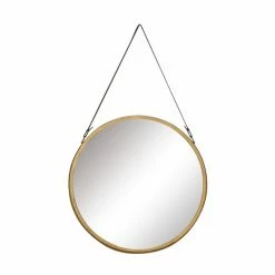 Budget 🧨 Grayson Lane 33-in L x 20-in W Round Gold Framed Wall Mirror 🛒