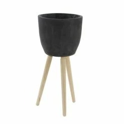 Promo 🔔 Grayson Lane 16-in W x 32-in H Black Clay Planter 🥰 -GRAYSON LANE Sales 2022 330941398 AlternateImage5 l