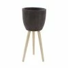 Promo 🔔 Grayson Lane 16-in W x 32-in H Black Clay Planter 🥰