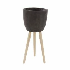 Promo π Grayson Lane 16-in W x 32-in H Black Clay Planter π₯°
