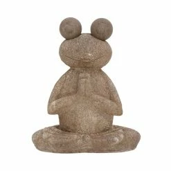 New 👏 Grayson Lane 20-in x 17-in Brown Polystone Eclectic Frog Garden Sculpture 😍