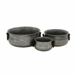 Discount ✔️ Grayson Lane 13-in W x 6-in H Grey Metal Planter - 3-Pack ✨