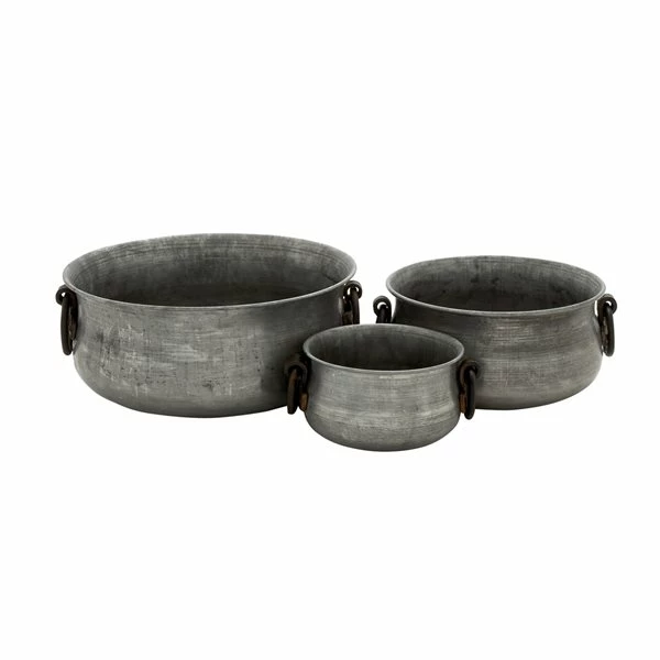 Discount ✔️ Grayson Lane 13-in W x 6-in H Grey Metal Planter - 3-Pack ✨ 1 Discount ✔️ Grayson Lane 13-in W x 6-in H Grey Metal Planter - 3-Pack ✨