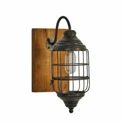 Hot Sale ✔️ Grayson Lane 11-in W Brown and Black Industrial Wall Sconce 👍