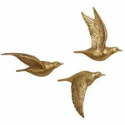 Wholesale ❤️ Grayson Lane 11-in H x 11-in W Gold Birds Polystone Wall Accent - Set of 3 😀