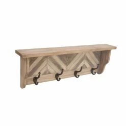 Best Sale 😀 Grayson Lane Vintage Chevron Brown Wood Decorative 4 Screw Wall Hooks - Set of 1 ✨ -GRAYSON LANE Sales 2022 330941506 AlternateImage6 l