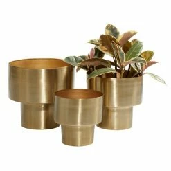 Wholesale 🥰 Grayson Lane 12.1-in W x 10.3-in H Gold Metal Planter - 3-Pack 😀
