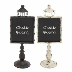 Best deal 🧨 Grayson Lane Farmhouse Distressed Black and White Finish Metal and Wood Chalkboard Decorative Sign - Set of 2 🧨
