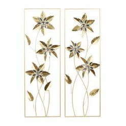 Promo 💯 Grayson Lane 36-in H x 12-in W Contemporary Floral Metal Wall Accent - Set of 2 ⌛