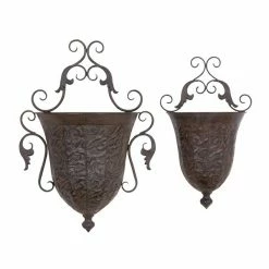 Hot Sale 😀 Grayson Lane 16-in W x 22-in H Brown Metal Hanging Planter - 2-Pack 👍