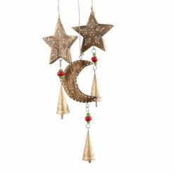 Best Pirce 🔥 Grayson Lane 27-in Gold Wood Moon Sun and Stars Wind Chime 👏 -GRAYSON LANE Sales 2022 330942149 AlternateImage3 l