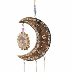 Best Pirce 🔥 Grayson Lane 27-in Gold Wood Moon Sun and Stars Wind Chime 👏 -GRAYSON LANE Sales 2022 330942149 AlternateImage4 l