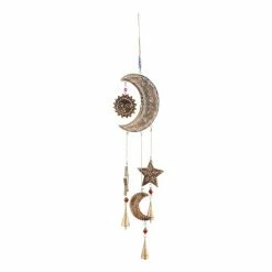 Best Pirce 🔥 Grayson Lane 27-in Gold Wood Moon Sun and Stars Wind Chime 👏 -GRAYSON LANE Sales 2022 330942149 AlternateImage5 l