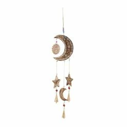Best Pirce 🔥 Grayson Lane 27-in Gold Wood Moon Sun and Stars Wind Chime 👏