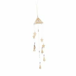 Flash Sale 🎁 Grayson Lane 32-in Gold Wood Stars Wind Chime with Cone-Shaped Wind Catchers ❤️