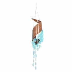 Discount 🔔 Grayson Lane 27-in Blue Capiz Shell Wind Chime with Coconut Canopy 🧨