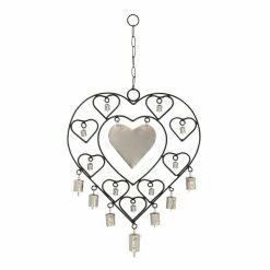 Best reviews of ⭐ Grayson Lane 22-in Silver Metal Heart-Shaped Wind Chime with Small Bells ✨