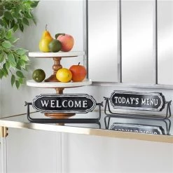 Cheap ⭐ Grayson Lane Farmhouse Black Iron Welcome/Today's Menu Sign Tabletop Decoration with White Trim - Set of 2 🥰 -GRAYSON LANE Sales 2022 330942197 AlternateImage3 l