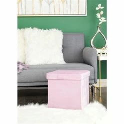 Promo 👏 Grayson Lane Modern Pink Polyester Square Integrated Storage Ottoman ❤️ -GRAYSON LANE Sales 2022 330942200 AlternateImage2 l