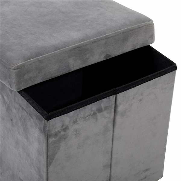 New ๐ฏ Grayson Lane Modern Grey Polyester Square Integrated Storage Ottoman ๐ฏ 3 New ๐ฏ Grayson Lane Modern Grey Polyester Square Integrated Storage Ottoman ๐ฏ - Image 3