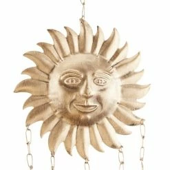 New ✔️ Grayson Lane 32-in Gold Metal Sunface Wind Chime with Dangling Flowers 🎁 -GRAYSON LANE Sales 2022 330942218 AlternateImage3 l