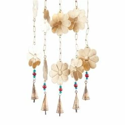 New ✔️ Grayson Lane 32-in Gold Metal Sunface Wind Chime with Dangling Flowers 🎁 -GRAYSON LANE Sales 2022 330942218 AlternateImage4 l