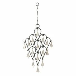 Outlet ⌛ Grayson Lane 22-in Black Metal Reversed Teardrop Structure with Silver Bells Wind Chime ⭐