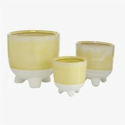 Best reviews of 🔔 Grayson Lane 7 3/4-in x 7 1/2-in Yellow Ceramic Contemporary Planters - Set of 3 😀 -GRAYSON LANE Sales 2022 330942249 AlternateImage5 l