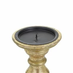 Best Pirce 👍 Grayson Lane 1-Candle Gold Wood Pillar Candle Holders - 3-Pack ⌛ -GRAYSON LANE Sales 2022 330942258 AlternateImage4 l