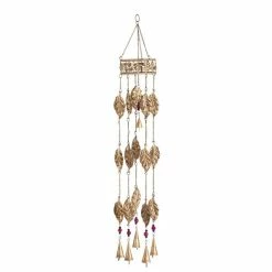 Buy ✔️ Grayson Lane 35-in Brown Metal Leaves Wind Chime with Multicoloured Beads 🎉