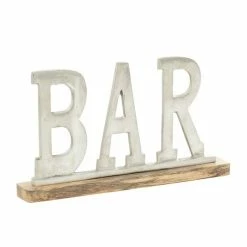 New 😉 Grayson Lane Glam Silver Aluminum/Wood Bar Sign Tabletop Decoration 😍