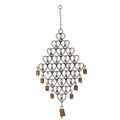 Deals 👍 Grayson Lane 30-in Bohemian Gold Metal Heart-Shaped Structure with Bells Wind Chime 🌟 -GRAYSON LANE Sales 2022 330942276 AlternateImage5 l