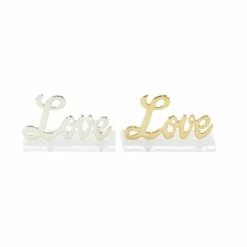 Cheapest 🌟 Grayson Lane Glam Clear and Gold Acrylic/Aluminum Love Sign Tabletop Decoration - Set of 2 ✔️