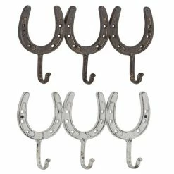 Outlet 😍 Grayson Lane 3-Hook Decorative Brown and White Iron Wall Hooks - Set of 2 🌟